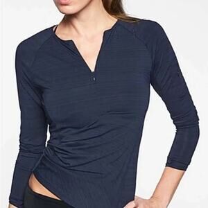 Athleta Pacifica Wrap UPF Sun Shirt XXS Navy Blue Coastalcore Lightweight Layer